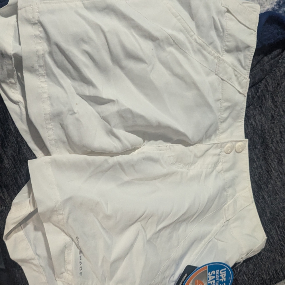 Columbia White Button-Front Shorts